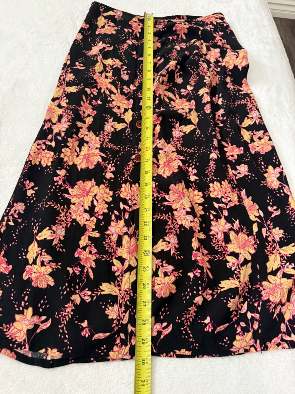 Free People Retro Love Floral Midi Skirt Button Front Slit Boho Size 6 - Picture 8 of 8